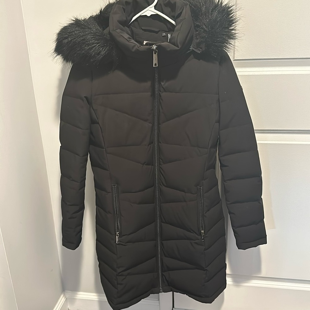 Calvin Klein Long Black Quilted Puffer